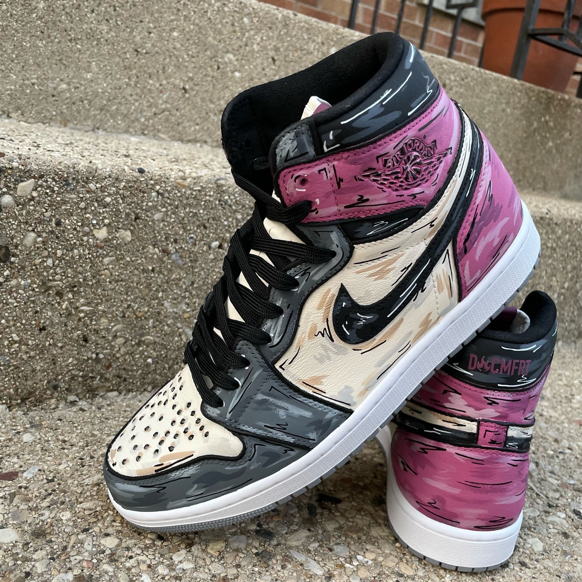 Custom pink Cartoon Jordan 1s