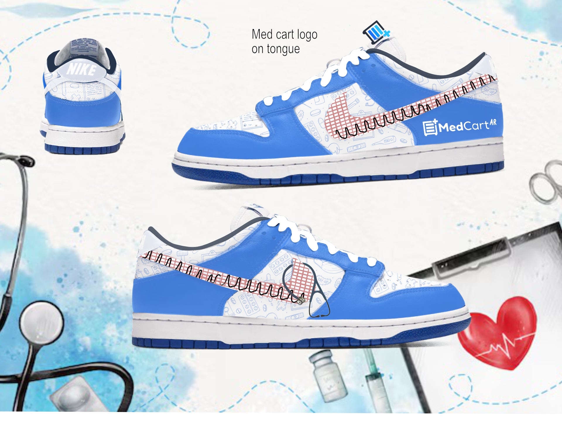 Size 10 men’s Custom MedCart Nike Dunks