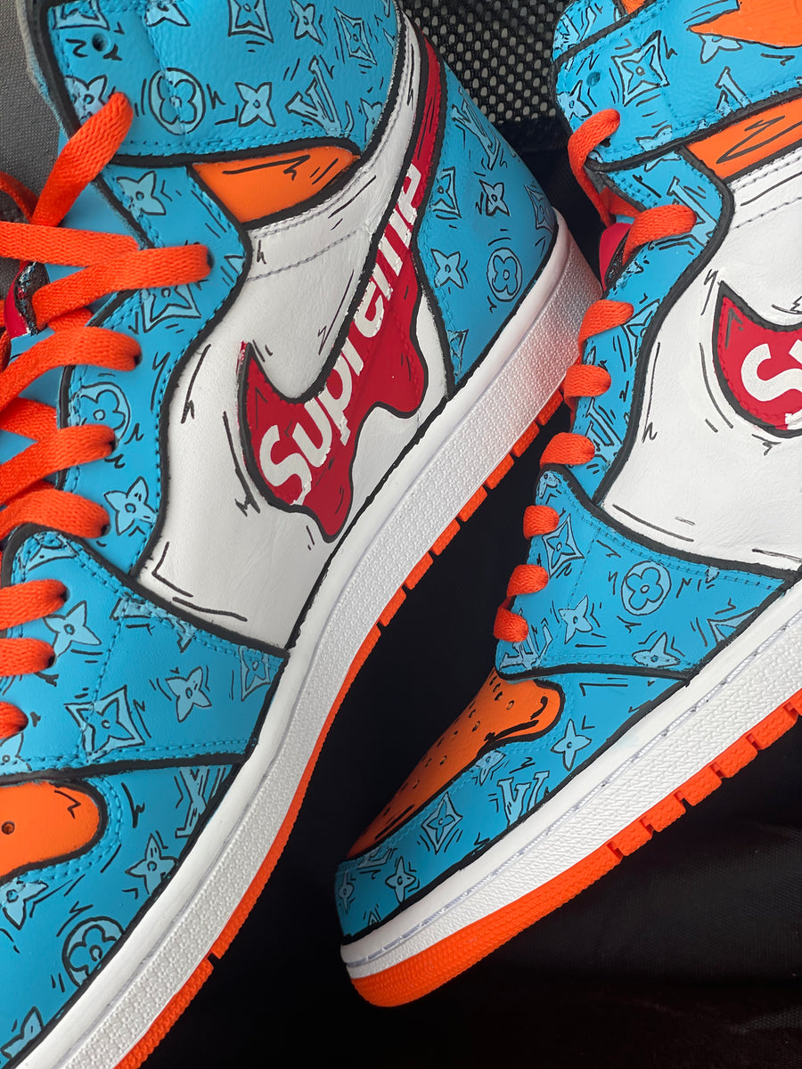 Cartoon blue and orange LV supreme inspired jordan 1s – DSCMFRT