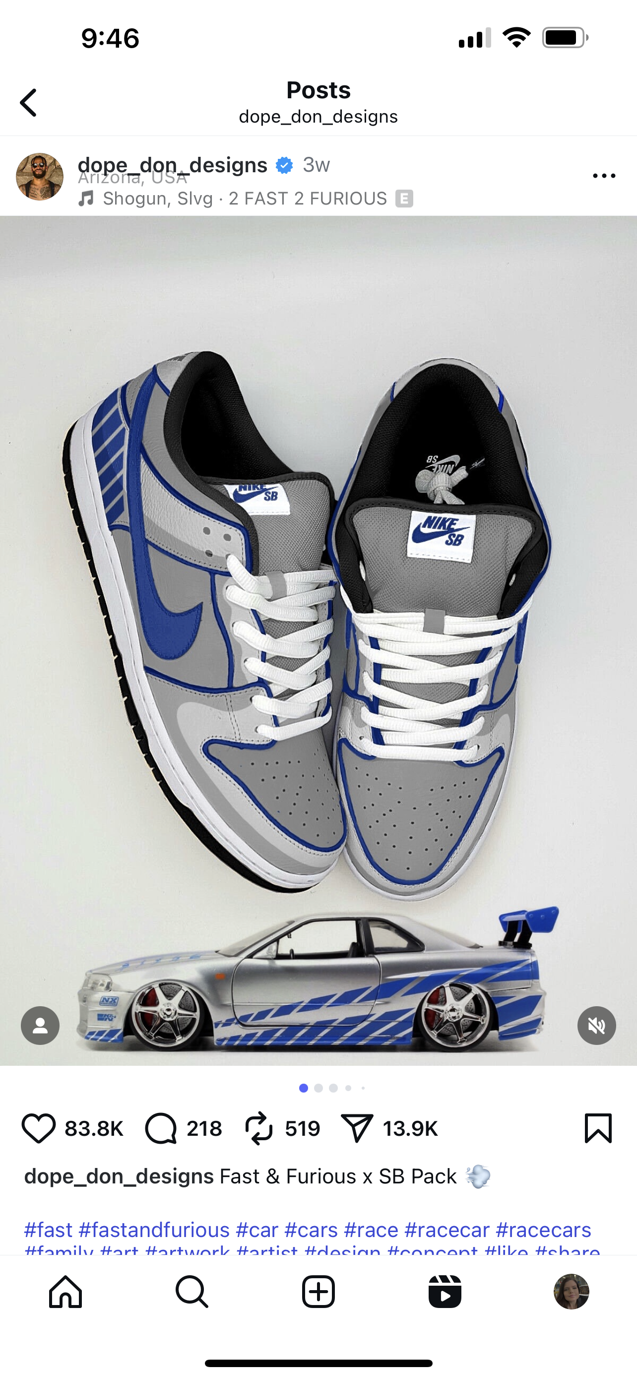 1st payment Fast and Furious Custom Nike dunks