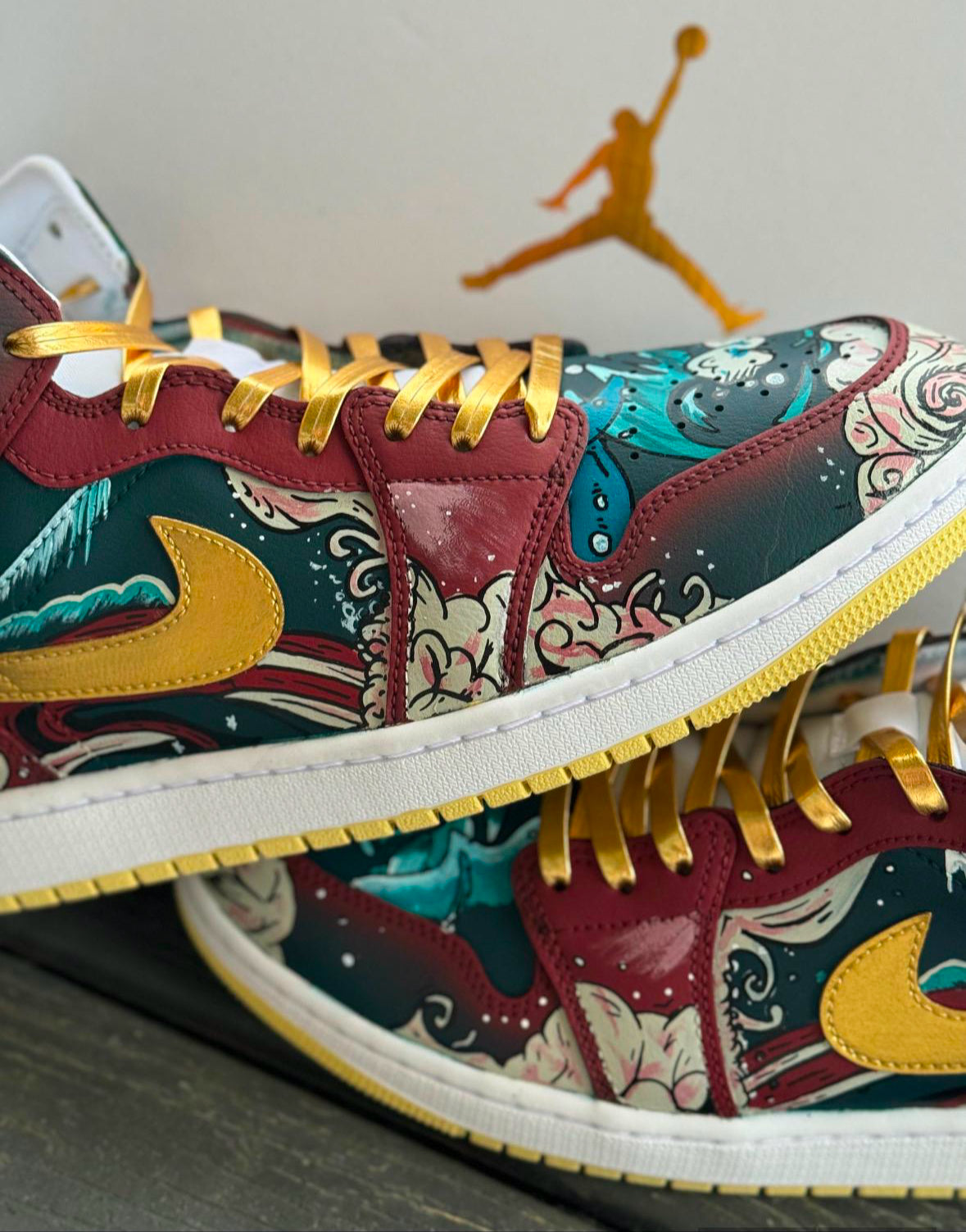 Japanese artwork inspired custom Jordan 1s