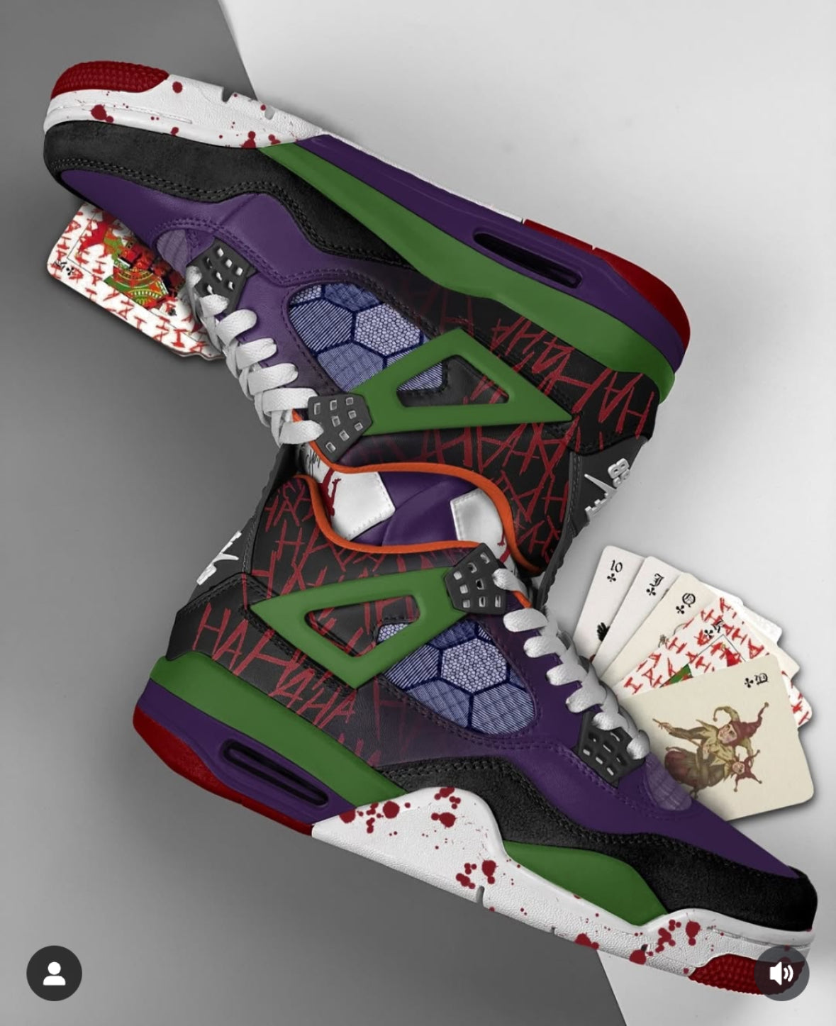 CUSTOM Joker inspired Jordan 4s