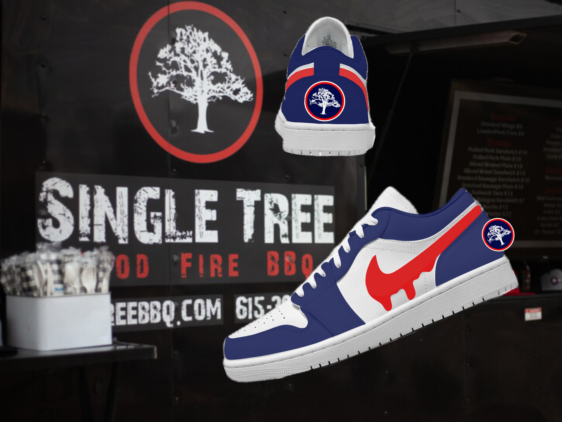 Custom Single Tree BBQ Jordan 1 lows