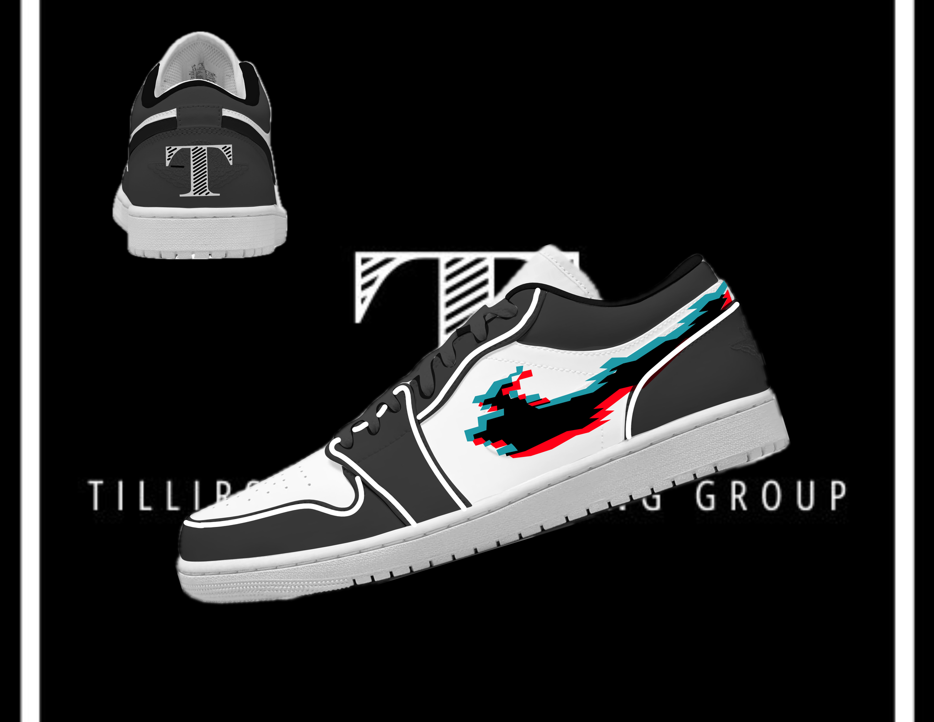 Custom Glitch Tillirson Jordan 1 lows.