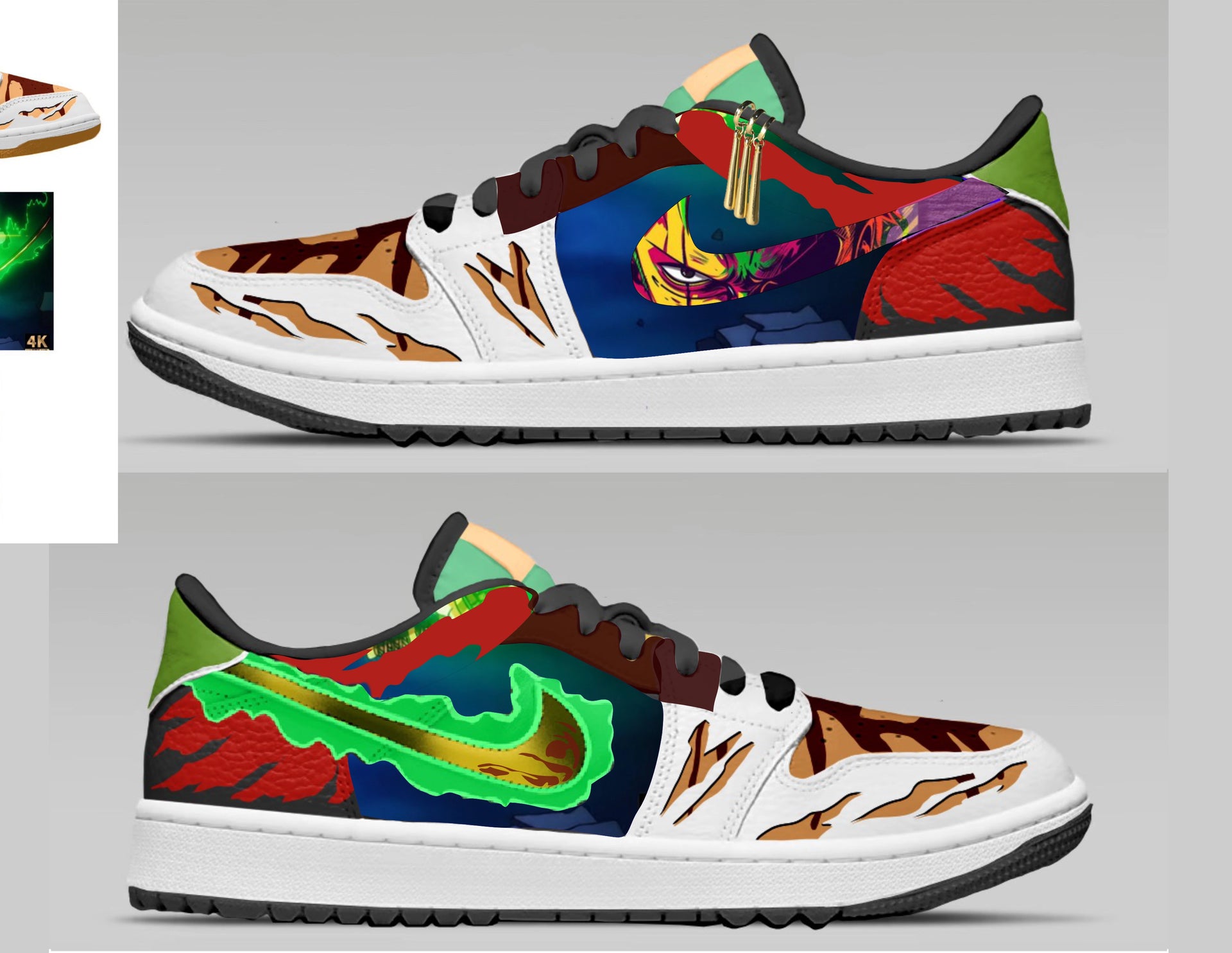 Custom Zoro themed Jordan 1 golf
