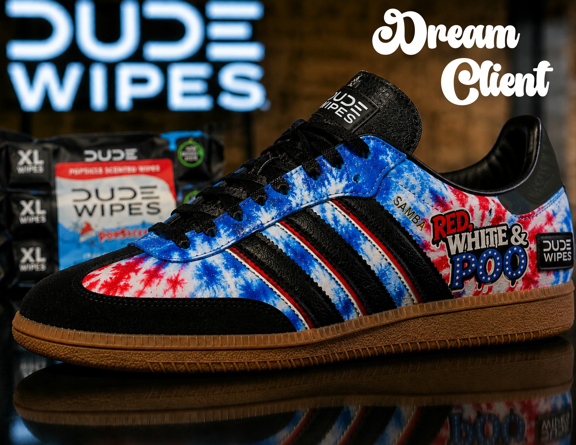 Custom Dude Wipes Sambas