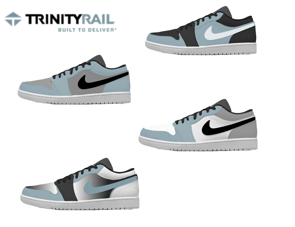 14 pairs of custom Trinity Trail Jordan’s