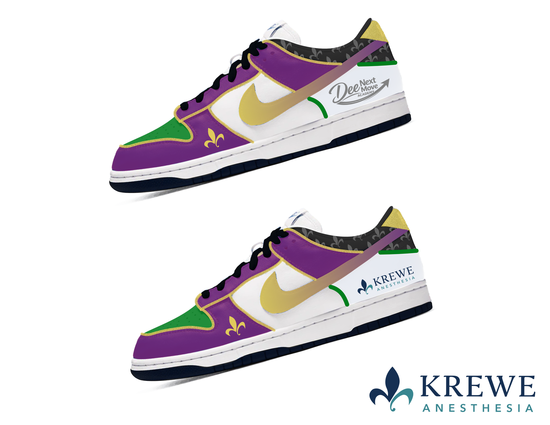 Custom Mardi Gras/ Dees custom Nike Dunks