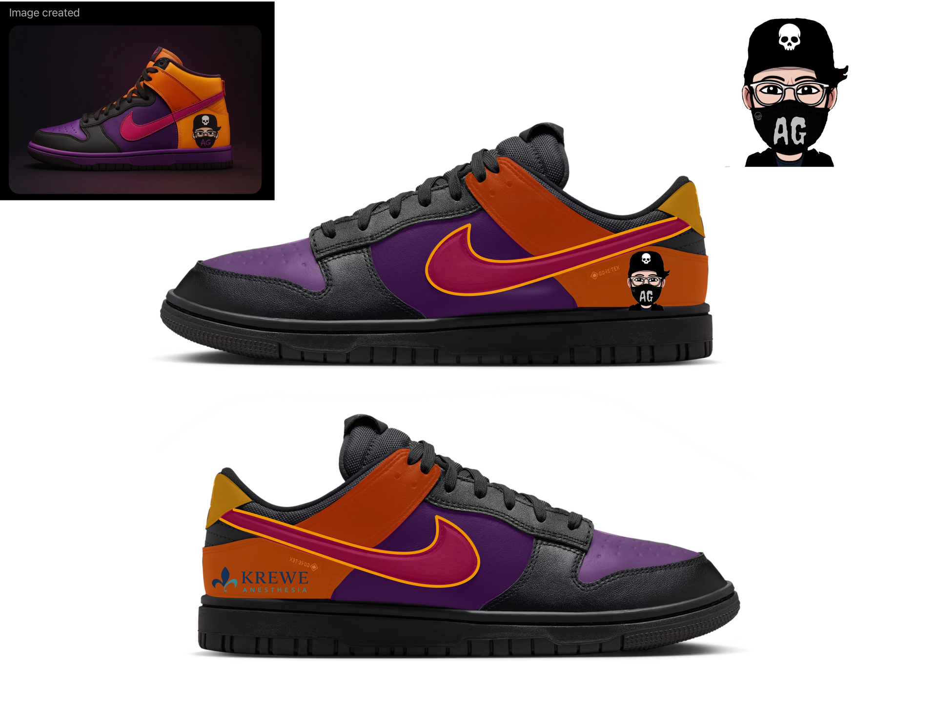 Custom Krewe Nike dunks + media packet