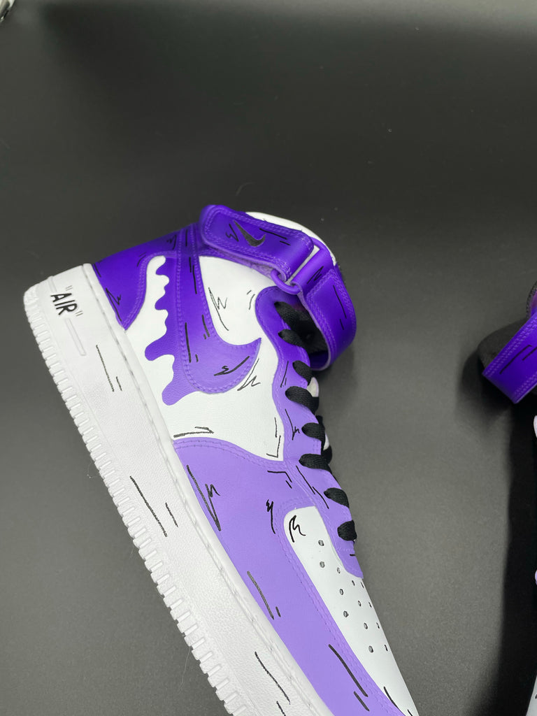 Custom Air Force 1 Cartoons Drip Purple