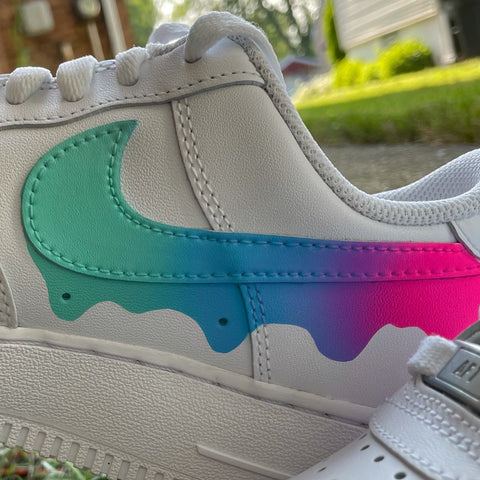 Custom Air Jordan 1 White Swoosh Pink Sneakers – shecustomize