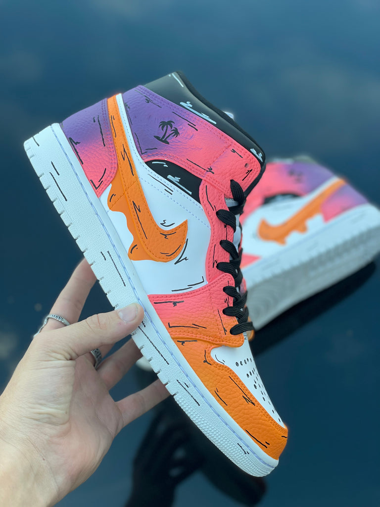 Custom Air Jordan 1 Cartoon Drip Black Red